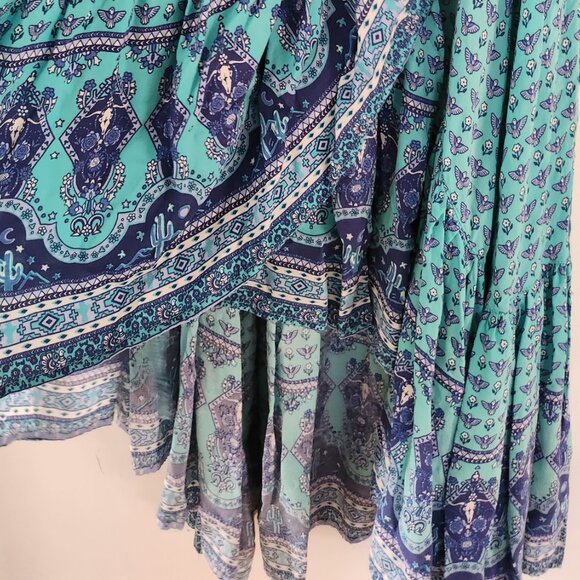 Spell & the Gypsy Collective Sunset Road Wrap Skirt Aqua XS b23 - Picture 7 of 14